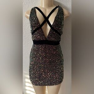 Sparkling Sequin Dress with Black Straps double crazy party cocktail night out